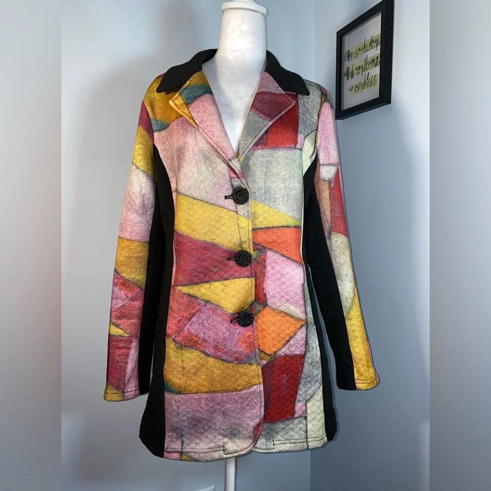 Violet Ruby Geometric Quilted Jacket - Picture 1 of 3